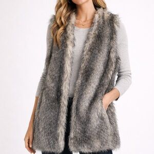 Banana Republic Faux Fur Gray Vest